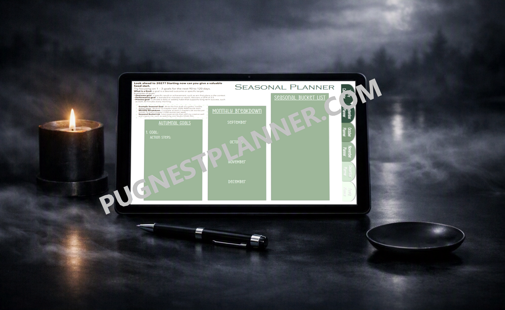 The PugNest™ Planner | Autumn 2026 Interactive Digital Planner & Seasonal Life Planner