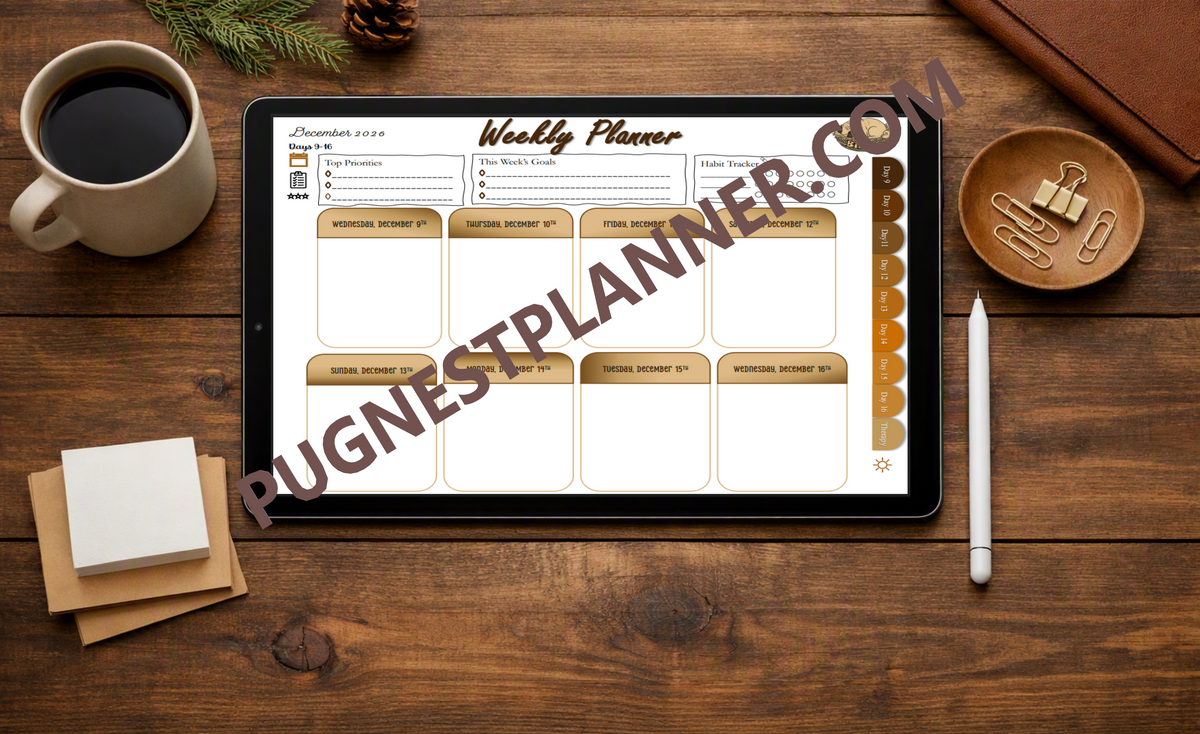 The PugNest™ Planner | Autumn 2026 Interactive Digital Planner & Seasonal Life Planner