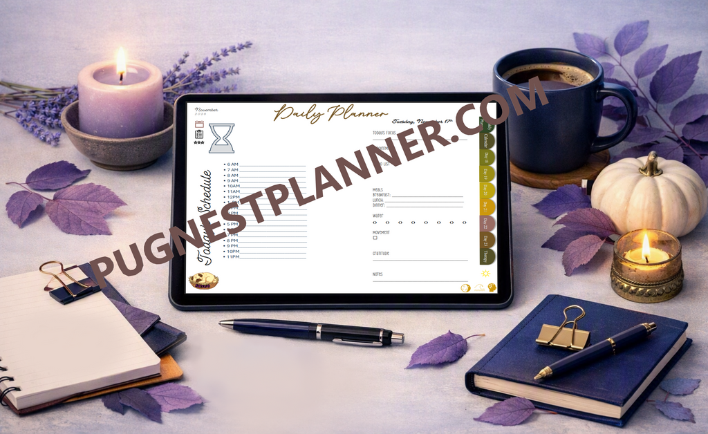 The PugNest™ Planner | Autumn 2026 Interactive Digital Planner & Seasonal Life Planner