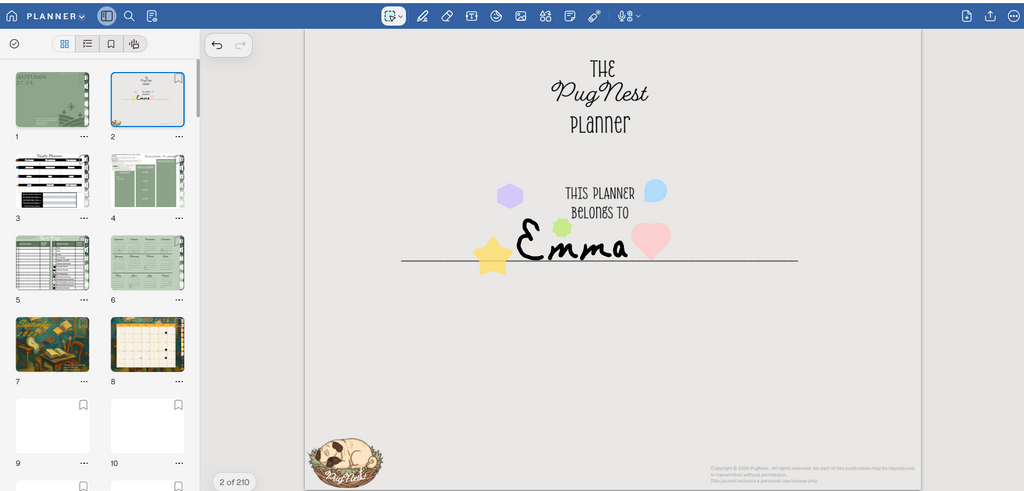 The PugNest™ Planner | Autumn 2026 Interactive Digital Planner & Seasonal Life Planner