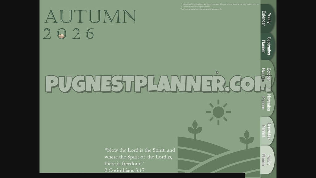 The PugNest™ Planner | Autumn 2026 Interactive Digital Planner & Seasonal Life Planner